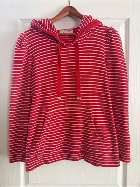 Juicy Couture Orange and White Striped Hooded Knit Top